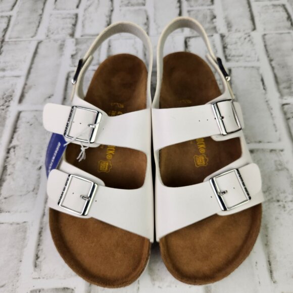 Birkenstock Milano Men\'s US 10 EU 43 White Birko-Flor 3 Adjustable Straps Sandal